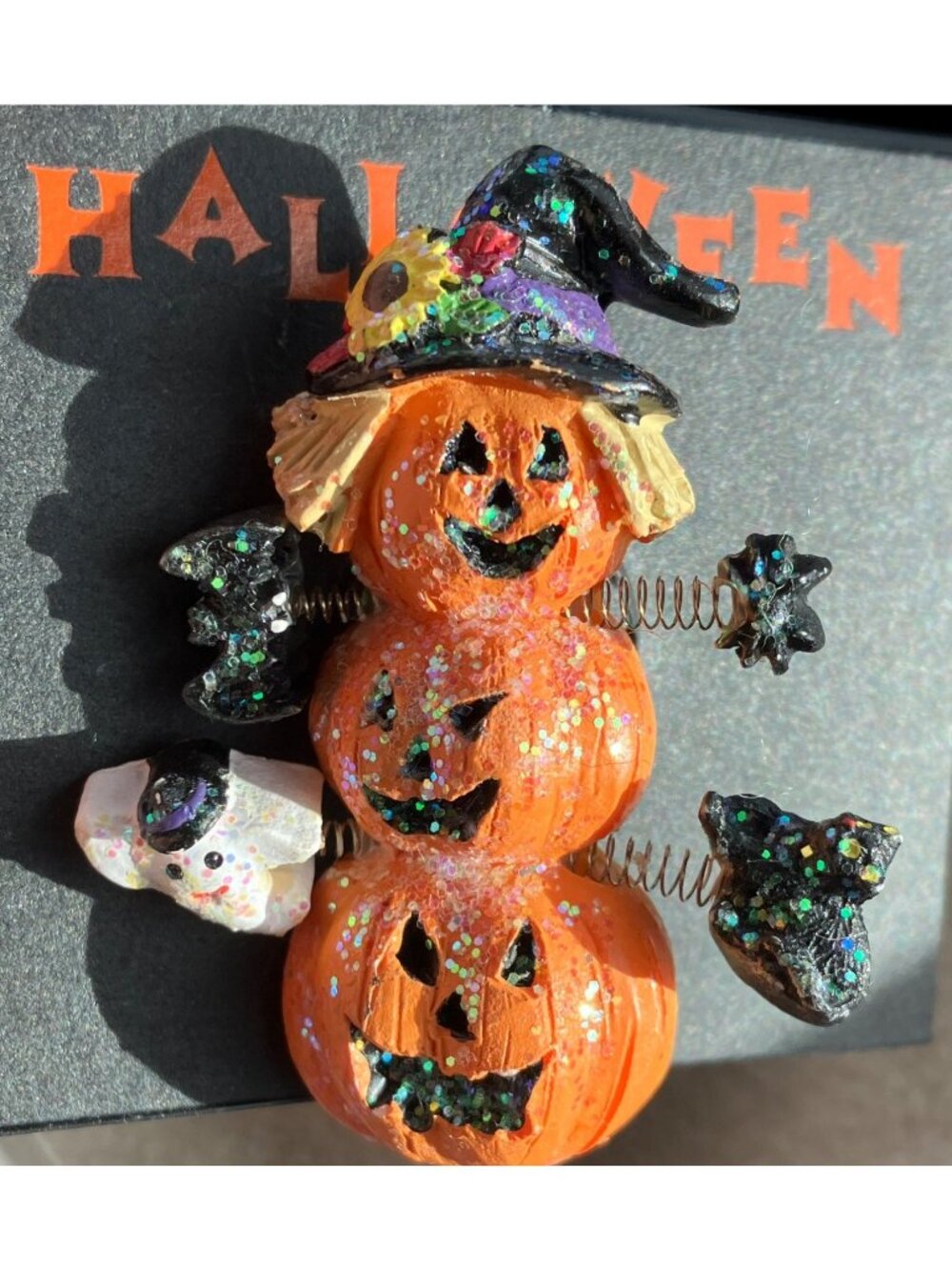 Halloween Pumpkins ( snowman figure) Pin- glitter